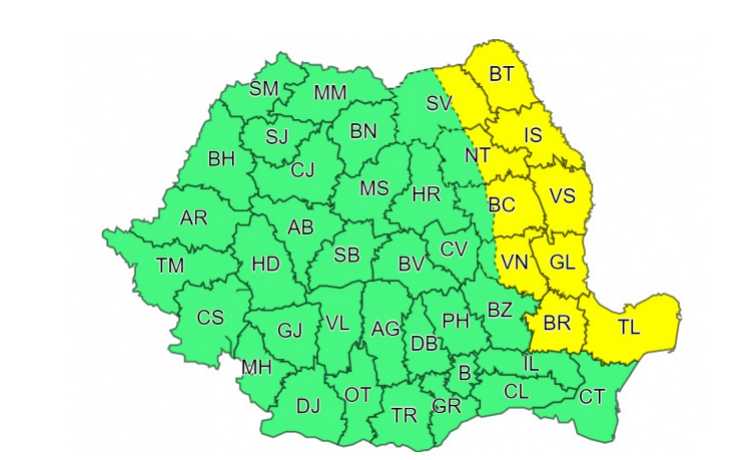 Cod galben de vânt puternic și vreme rece până joi în mai multe zone din țară. Prognoza meteo pentru București