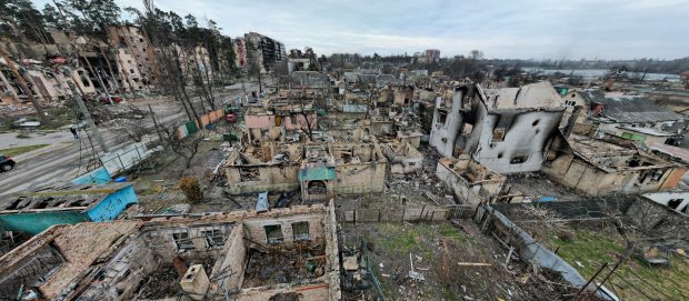 „Operațiunea «nicio clădire în picioare»”. Imagini 360 de grade din Bucha, Irpin și Hostumel