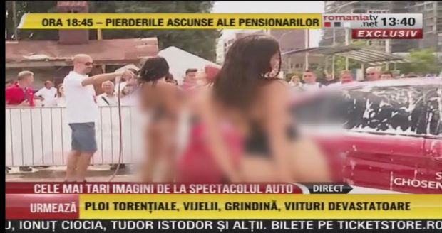 DERAPAJ la România TV. Imagini nerecomandate minorilor. Show erotic în direct la tv în miezul zilei