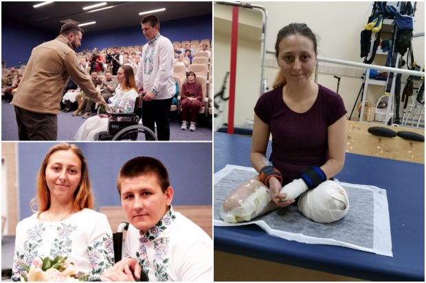 Oksana, asistenta din Ucraina care și-a pierdut picioarele într-o explozie, premiată de Volodimir Zelenski. „Domnul m-a lăsat în viață pentru copiii mei”