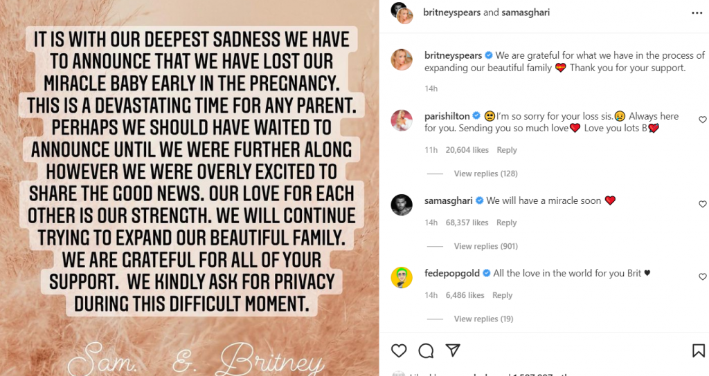 Britney Spears a pierdut sarcina. Artista a făcut anunțul trist. „Este o perioadă devastatoare pentru orice părinte”