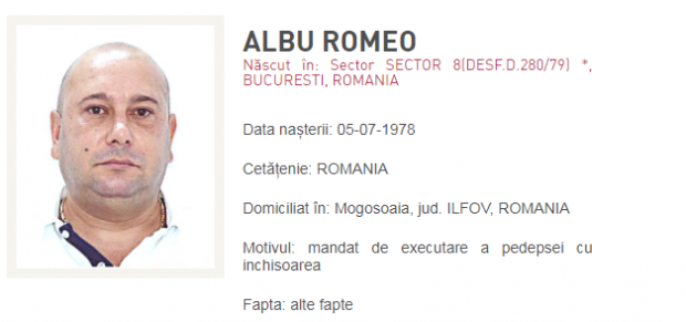 Încă un condamnat din lotul Oprescu și-a luat tălpășița. „Romică”, dat în urmărire generală