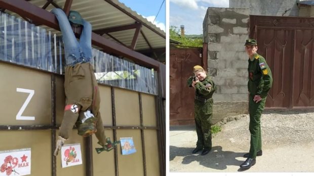 „Așa ne creștem tineri patrioți”. O fetiță de 9 ani din orașul rusesc Kislodovsk, pozată când trage la țintă în „ultimul fascist”