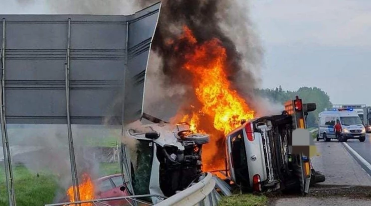 VIDEO| Momentul când un tânăr șofer român e salvat din camionul incendiat, în Ungaria. Conducea de 24 de ore
