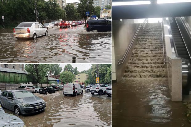 Inundații la Gara de Nord, 4 stații de metrou și pe mai multe străzi, după codul roșu de ploi torențiale din București