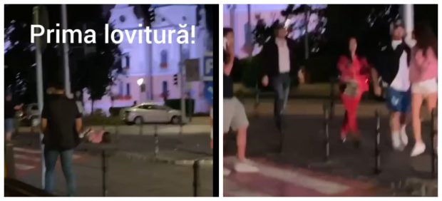 VIDEO | Imagini cu momentul în care o tânără este lovită cu sălbăticie, chiar în centrul Brașovului. Agresorul a fost reținut