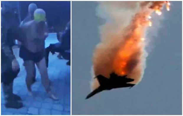 VIDEO | Pilot rus capturat de ucraineni, în chiloți și legat la ochi, după ce avionul lui a fost doborât în Donbas