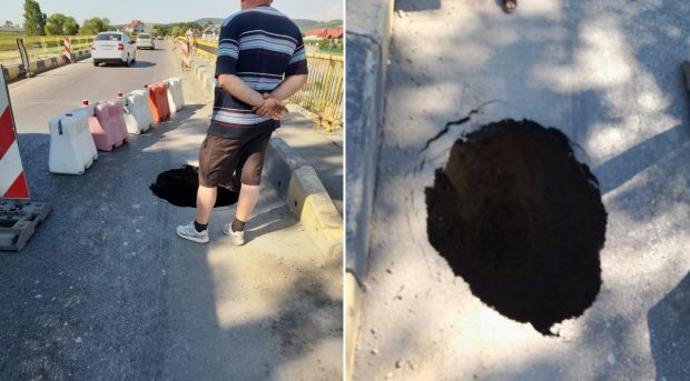 Capătul renovat al podului cu cântec de la Milișăuți s-a surpat. Imagini de la fața locului