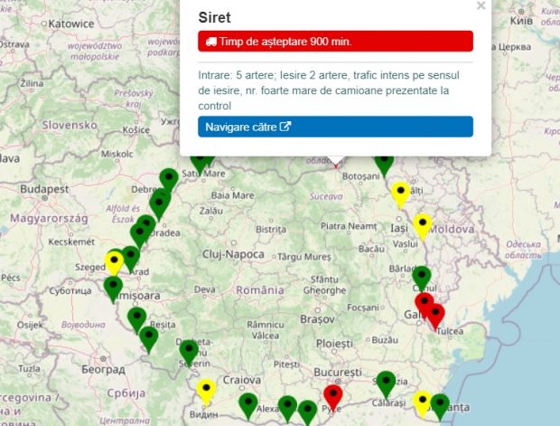 Cozi uriașe la Vama Siret. TIR-urile și camioanele stau și 900 de minute ca să iasă din ţară
