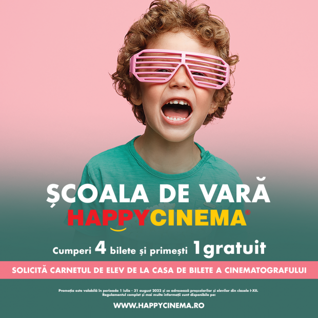 Începe ȘCOALA DE VARĂ HAPPY CINEMA. Te premiem cu bilete gratuite la filme!