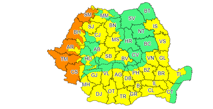 O nouă avertizare meteo de vijelii. Ce zone sunt vizate acum de cod portocaliu