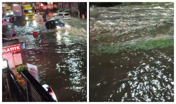 DN1 inundat la Bușteni. Șoferii abia au traversat zona: „A venit marea la munte!” | VIDEO
