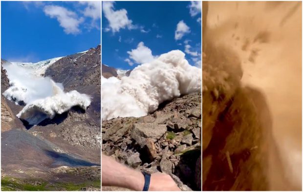 Zece turiști au supraviețuit unei avalanșe pe un munte din Kârgâzstan. Momentul, filmat de unul dintre ei