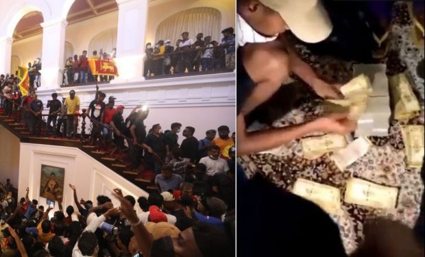 Protestatarii din Sri Lanka au găsit grămezi de bani în reședința președintelui. S-au filmat când îi numără