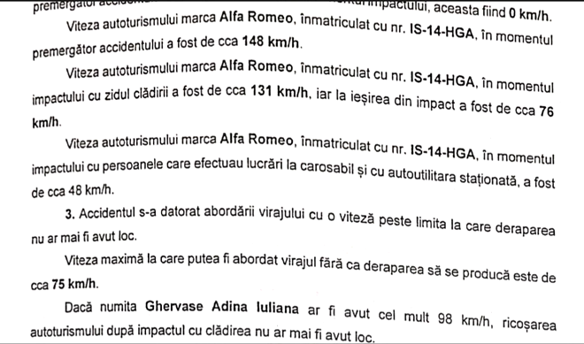 Șoferița din Iași care a ucis 4 muncitori circula cu aproape 150 km/h în oraș și era beată