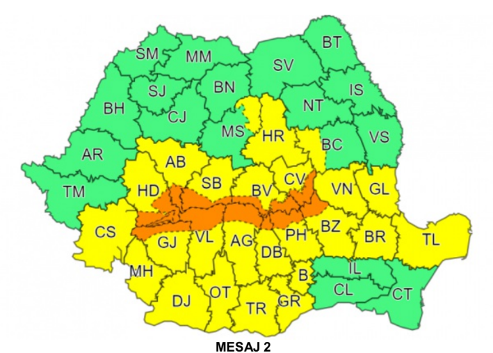 Furtuni puternice după caniculă. Bucureștiul și 23 de județe, sub cod galben de ploi și grindină