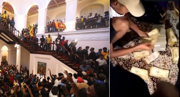 Protestatarii din Sri Lanka au găsit bani îngropați în reședința președintelui luată cu asalt, scrie presa locală