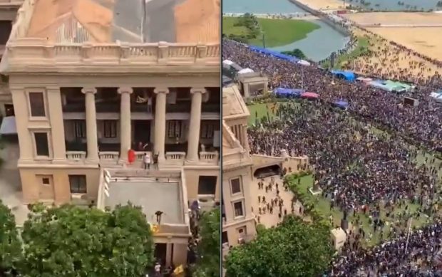 Momentul în care protestatarii din Sri Lanka au luat cu asalt palatul prezidențial