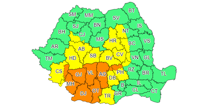O nouă avertizare meteo de vijelii. Ce zone sunt vizate acum de cod portocaliu