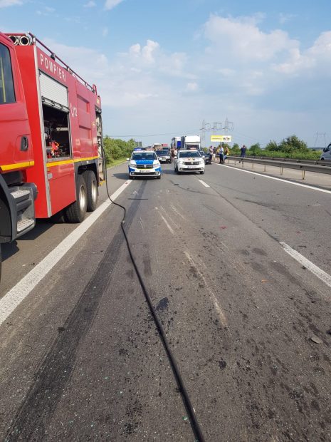 Accident grav pe Autostrada București-Pitești. Un bărbat a murit într-un carambol cu șapte mașini