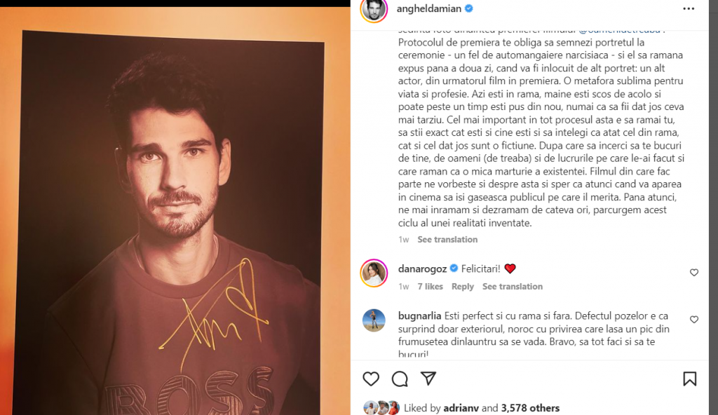 Anghel Damian a publicat o imagine pe Instagram, iar fosta iubită, Lia Bugnar, i-a transmis un mesaj neașteptat. „Ești perfect”