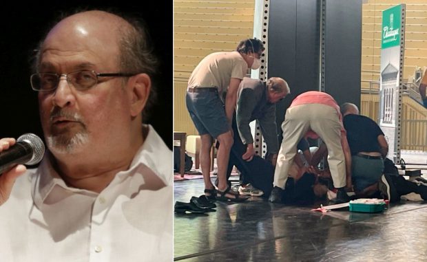 Scriitorul Salman Rushdie a fost înjunghiat în gât, pe o scenă din New York, când se pregătea să țină un discurs
