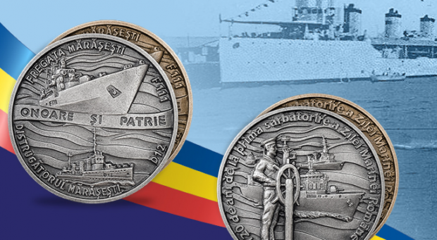 Medalie aniversară lansată de Monetăria Statului de Ziua Marinei Române. Ce se află pe aversul medaliei