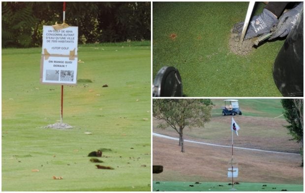 Activiștii pentru mediu au umplut cu ciment găurile de pe terenurile de golf exceptate de interdicția de a uda iarba, în Franța