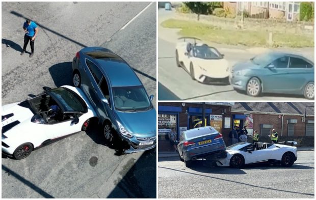 Momentul când un Hyundai lovește un Lamborghini Huracan Performante de 300.000 de euro și apoi se urcă pe el | VIDEO