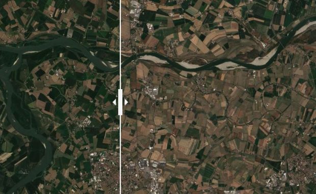 Seceta din Europa, văzută din spațiu. Cum arată azi marile râuri și cum arătau în urmă un an – FOTO înainte și acum