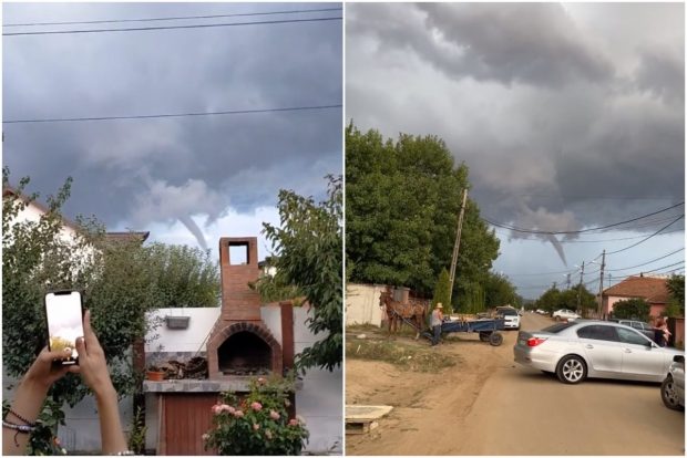 Tornadă în judeţul Dolj. Imagini spectaculoase cu fenomenul | VIDEO
