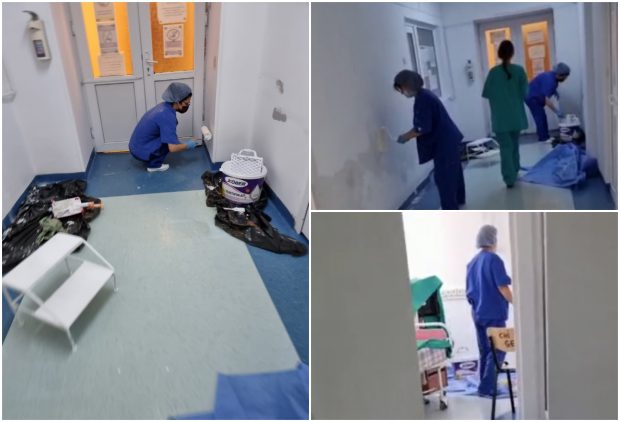 Infirmierele, pe post de zugravi înainte de acreditarea unui mare spital bucureștean