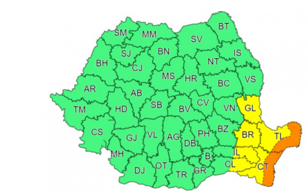 Ploile torențiale continuă în sud-estul țării. Meteorologii au actualizat prognoza și au emis noi avertizări - HARTĂ