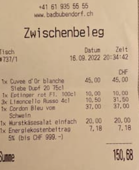 Taxă suplimentară de 5% pentru costurile cu energia, pe nota de plată, la restaurante din Elveția