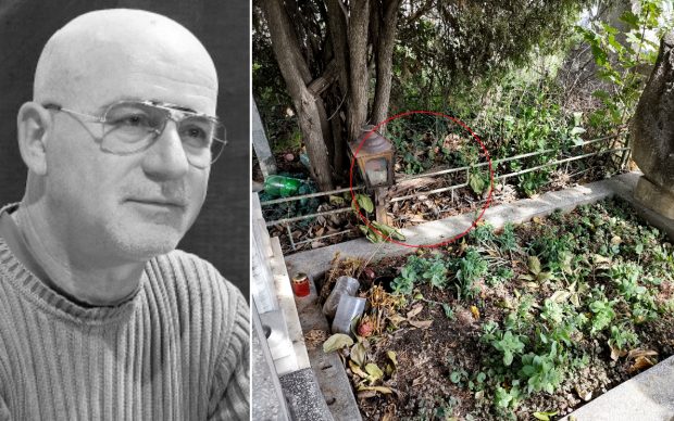 Jurnalistul căruia interlopii i-au aruncat în trecut o pisică moartă pe mormântul soției a găsit ieri crucea de lemn smulsă