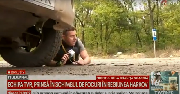 Momentul în care o echipă TVR este prinsă într-un schimb de focuri în regiunea Harkov: “Militarii ne-au spus să stăm culcați pe jos”