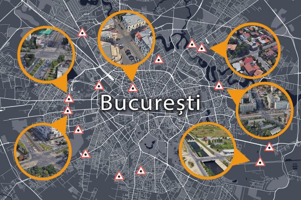 Harta „intersecțiilor negre” din traficul bucureștean. Una singură e în centru