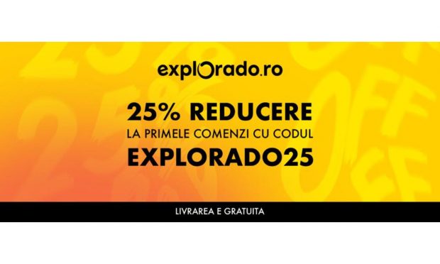 Explorado.ro urează bun venit cumpărătorilor cu reduceri de 25% la primele comenzi