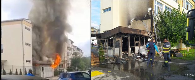 Incendiu în curtea unei școli din Hațeg. 400 de elevi și 25 de profesori au fost evacuați