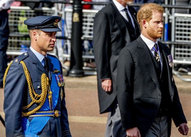 William și Harry, o nouă demonstrație de unitate. Au mers unul lângă altul în spatele sicriului reginei Elisabeta a II-a spre Westminster Hall