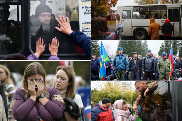 FOTOREPORTAJ Plecarea la război a rușilor, în imagini. Primii rezerviști au fost trimiși la antrenament înainte de plecarea pe front