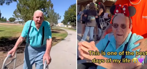 „Una dintre cele mai frumoase zile din viața mea”. Un veteran de război de 100 de ani, invitat de un influencer la Disneyland
