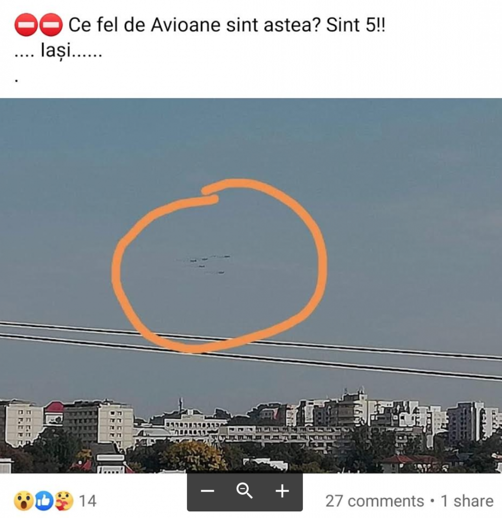 Cinci avioane de luptă deasupra Iașiului. Oamenii s-au alarmat, dar erau doar exerciții pentru un eveniment aviatic