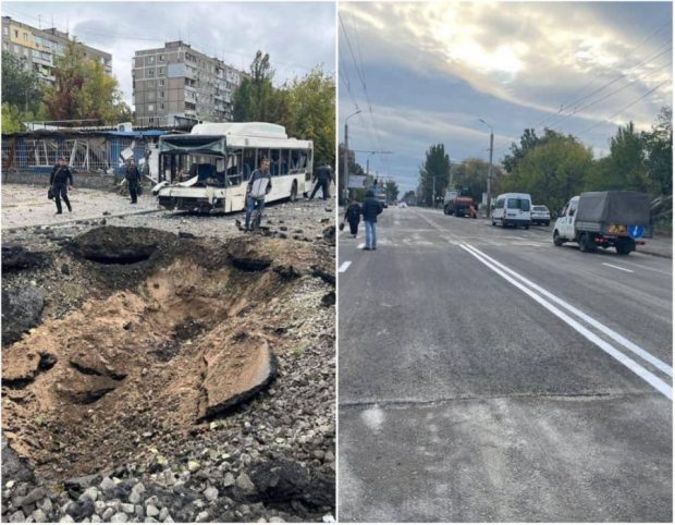 Un drum bombardat ieri de ruși a fost deja reparat în Ucraina: „Vom reconstrui totul. Dar ura noastră va dăinui secole întregi”