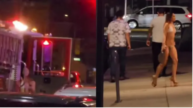 Anchetă în San Jose după ce o femeie în bikini a fost filmată când coboră din mașina de pompieri în fața unui club de striptease – VIDEO