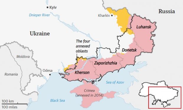 Rusia nu mai controlează complet niciuna dintre cele patru provincii ucrainene pe care vineri anunța că le-a anexat „pentru totdeauna”
