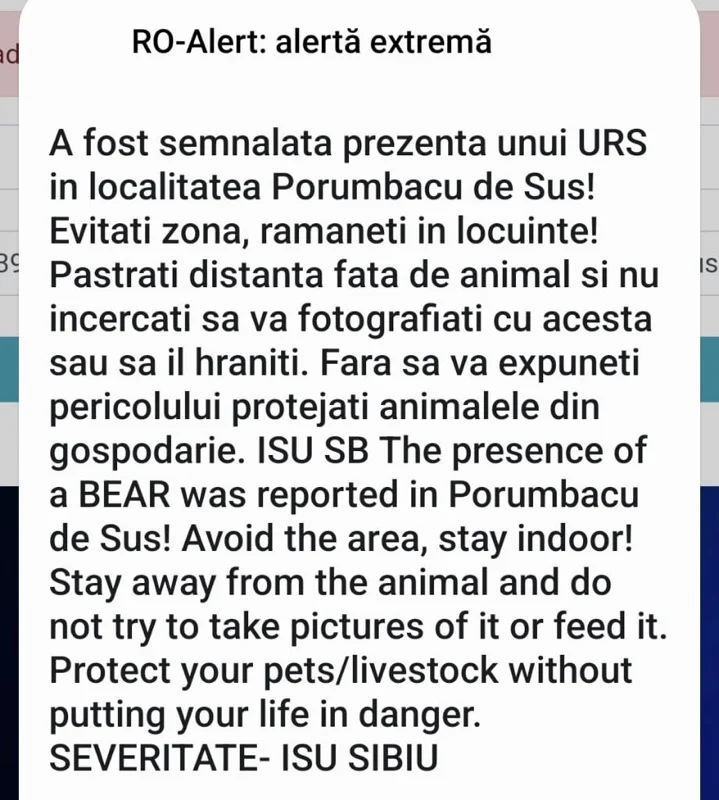 Bărbat rănit de urs în Porumbacu de Sus. A fost transmis mesaj RO-Alert