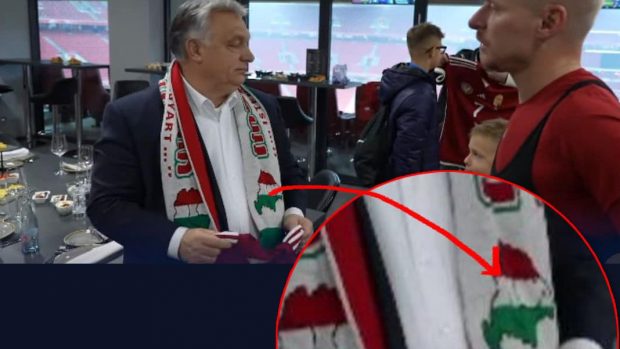 Prezent la un meci al naționalei de fotbal a Ungariei, premierul maghiar Viktor Orban a purtat un fular cu harta Ungariei Mari