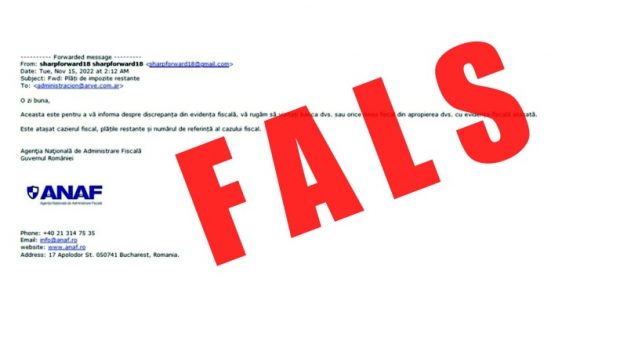 Avertismentul ANAF pentru contribuabili: Mesaje false transmise în numele instituției. Nu deschideţi documentul ”evidenţa fiscală”