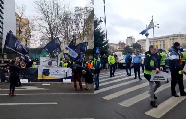 Sindicaliştii din Poliţie protestează în faţa Ministerului Muncii. Care sunt principalele revendicări